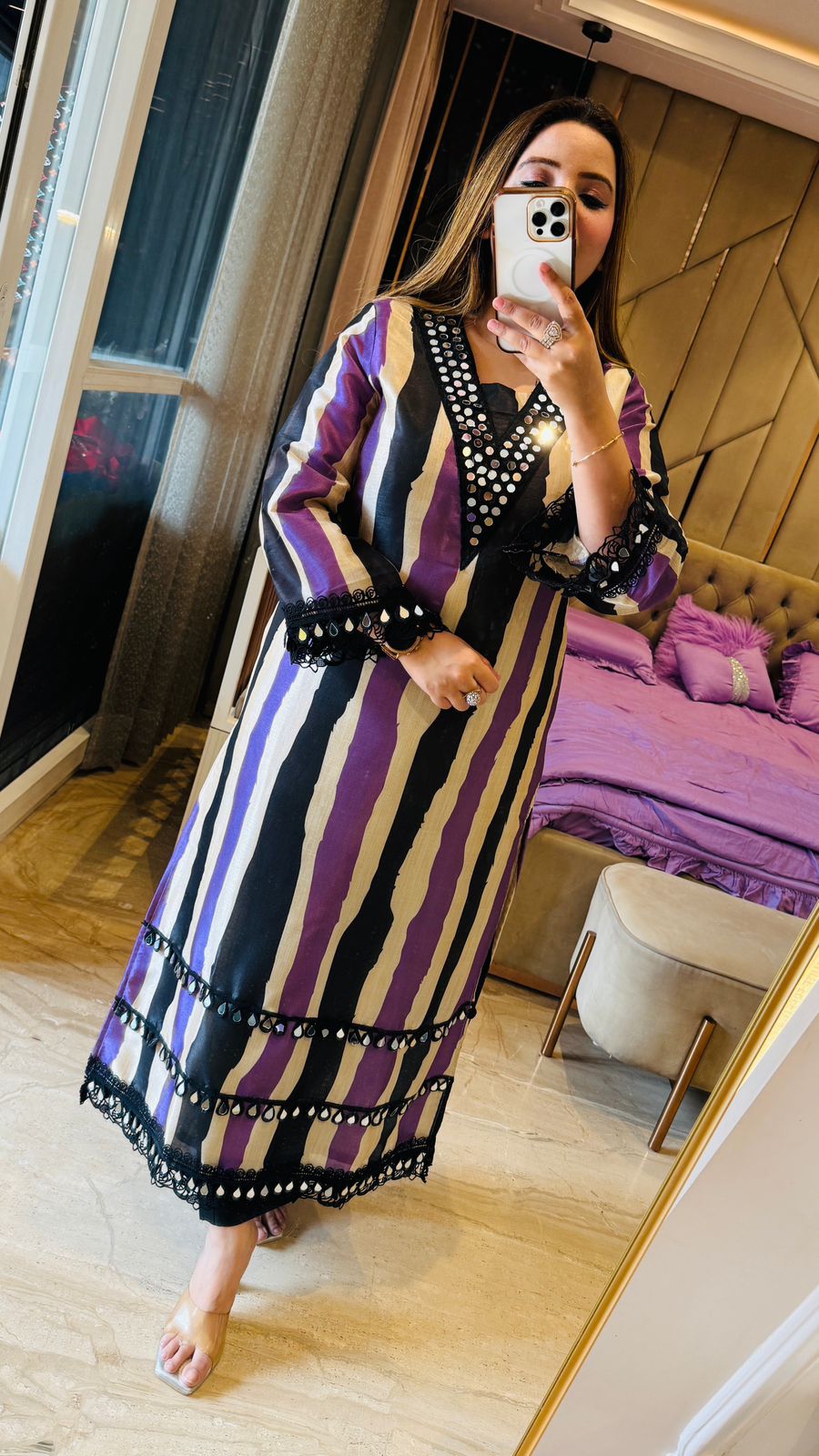 Eshani Suit Set- Purple, Yellow, Blue